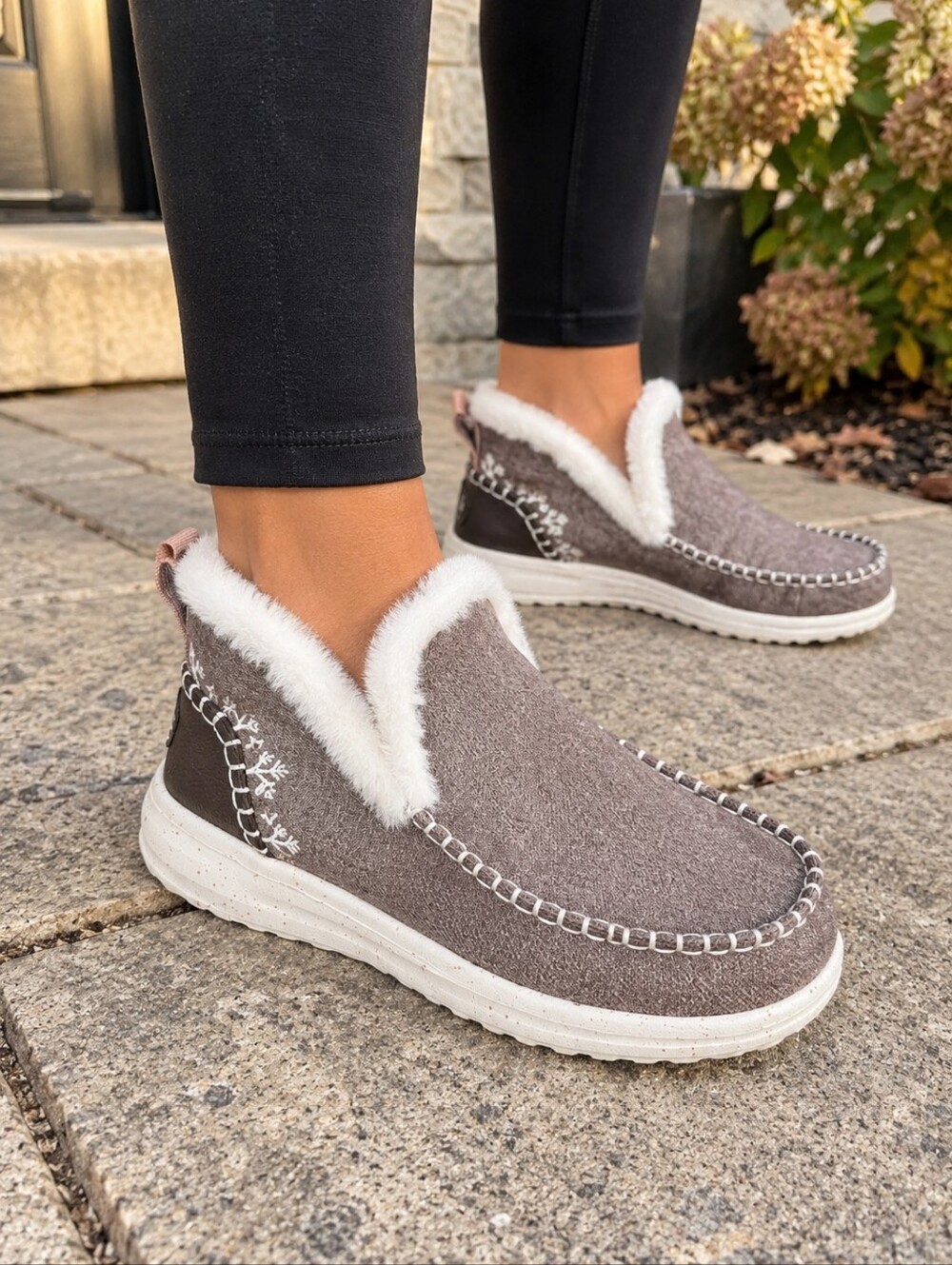 Hey Dude Gray Faux-Shearling Slip-On Shoes